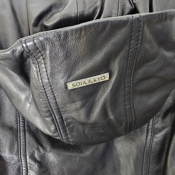 Soia & Kyo Beka Hooded Leather Jacket - 2016 - Black - Sz XS - Picture 5 of 16